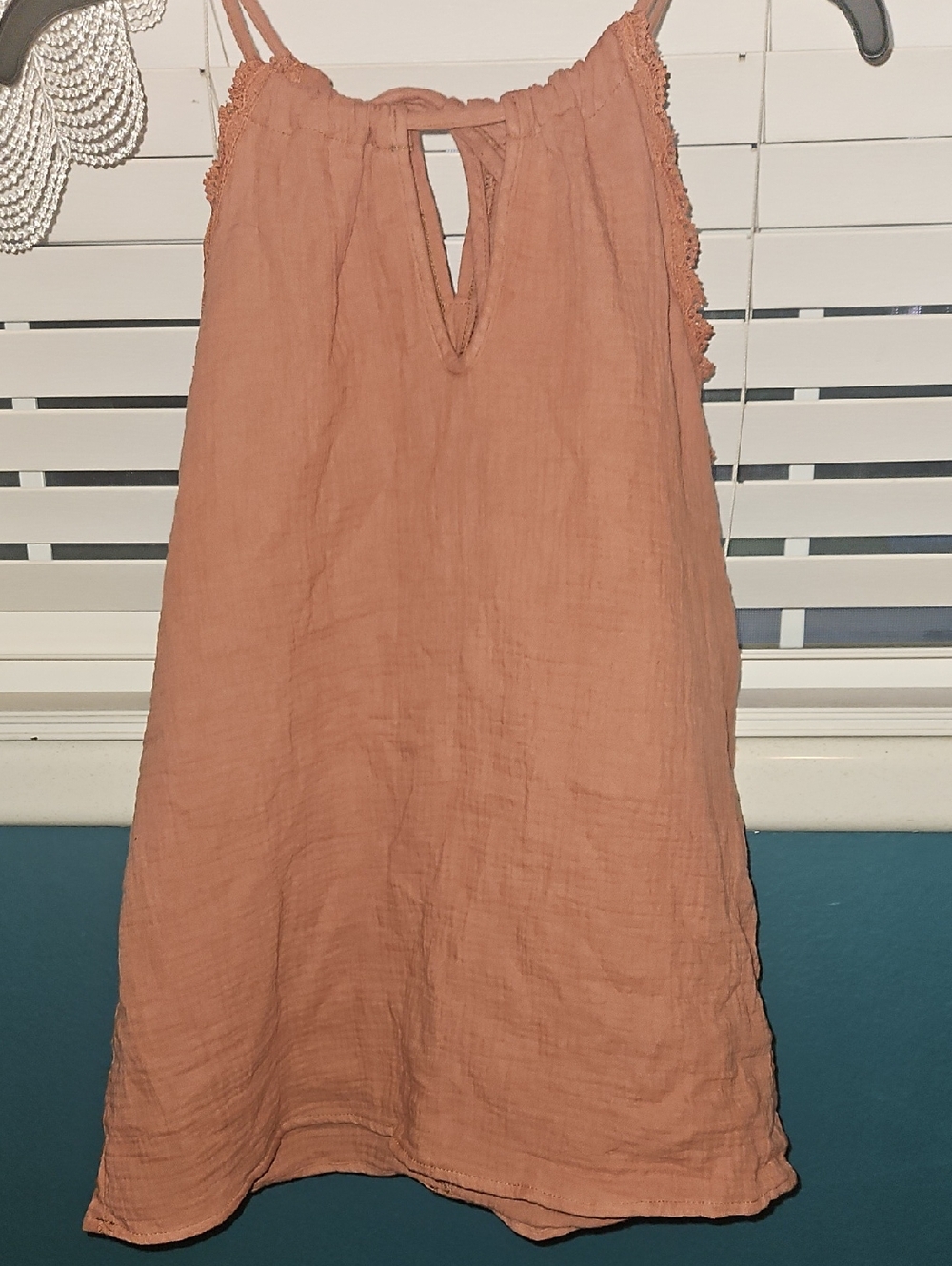 Sleeveless Gauze Summer Tunic in Dusty Peach